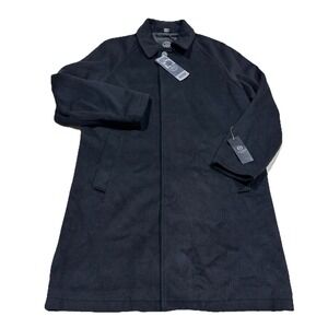 JM Haggar Top Coat Mens M Black Dress Coat‎ Wool Blend Premium NWT